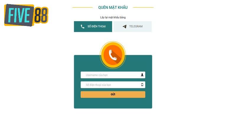 Hướng dẫn khôi phục khi quên mật khẩu Five88